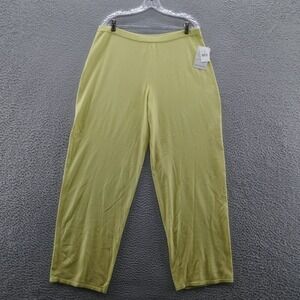 Bloomingdales Womens Silk Blend Knit Pull On Pants XL Lime Green High‎ Rise NEW